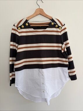 Veronica Beard Bertie Stripe Cotton Top